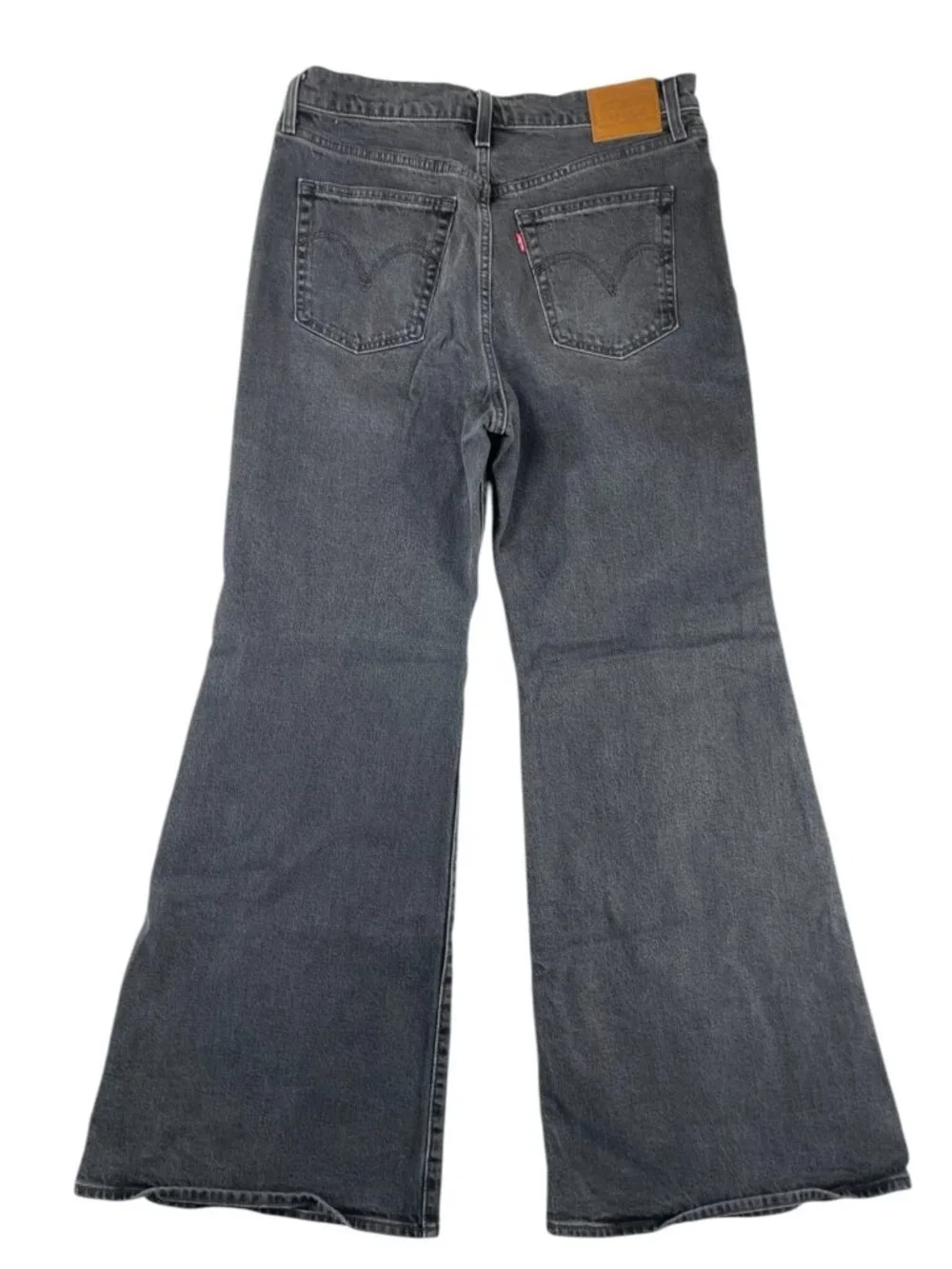 Levi's Ribcage Bell Jeans Black Denim Super High Rise Flare Leg Cotton SZ 31 32" - Picture 2 of 13